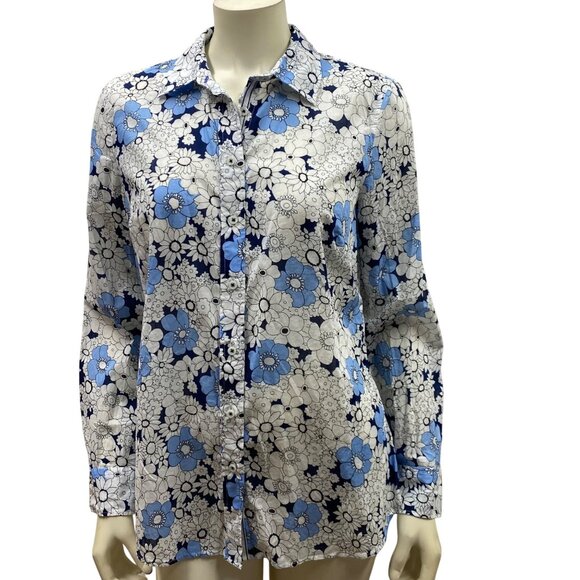Talbots Tops - Talbots Floral‎ Long-Sleeve Button-Up Blouse Womens M